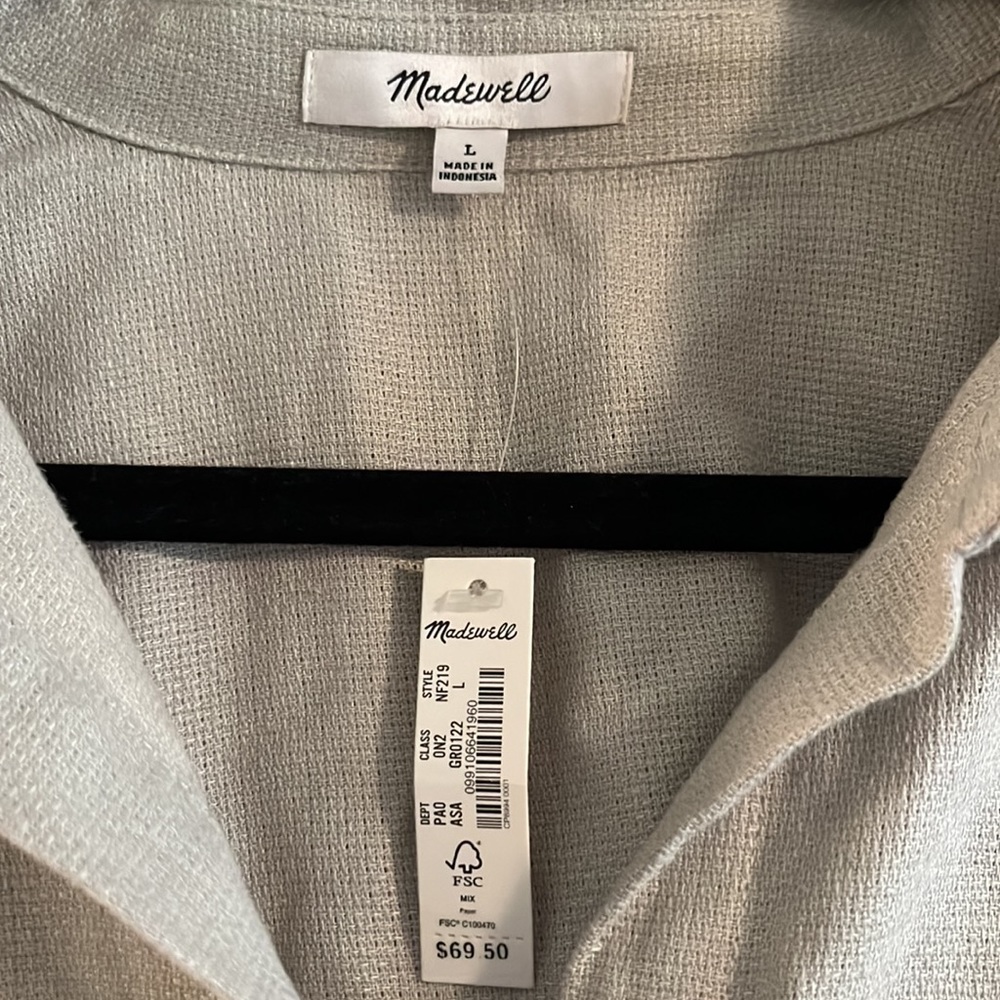 BNWT Madewell Breezewoven Beachside Shirttail Top in Ashen Sage - Picture 4 of 8